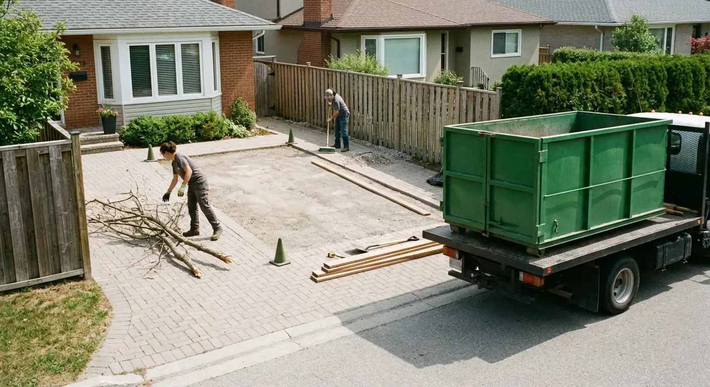Preparing site for 10-yard dumpster delivery in Brooklyn Park, MN