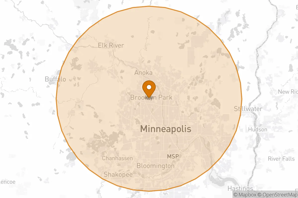 service area service area map in Brooklyn Park, MN